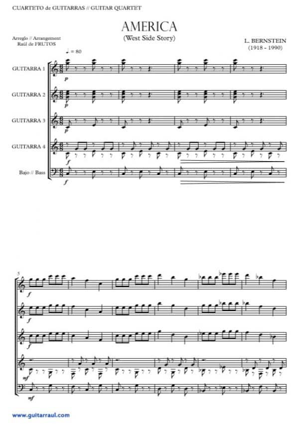 America "West Side Story" Guitar quartet - Image 2