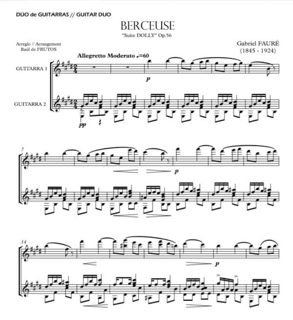 Berceuse "Dolly" (Fauré) - Guitar duo - Image 2