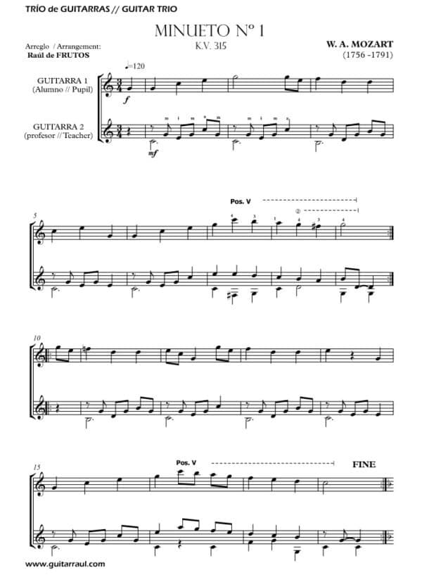 Minuet n 1 KV 315 (MOZART) DUO - FREE - Image 2