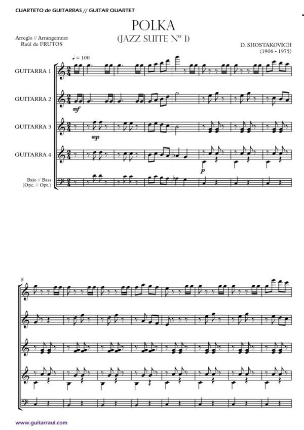 Polka (Jazz suite 1) Shostakovich (4 gts) - Imagen 2