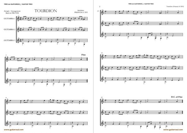 Tourdion - Guitar TRIO  - FREE - Image 2