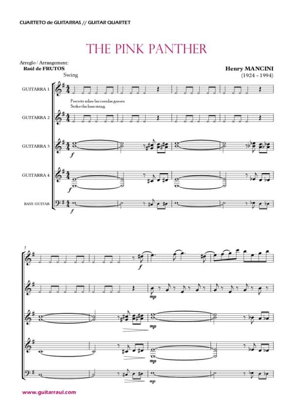 The Pink Panther- Guitar Quartet - Image 2