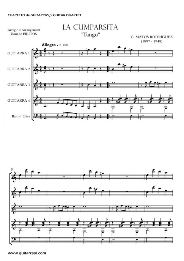 La cumparsita (Tango) Cuarteto de guitarras - Imagen 2