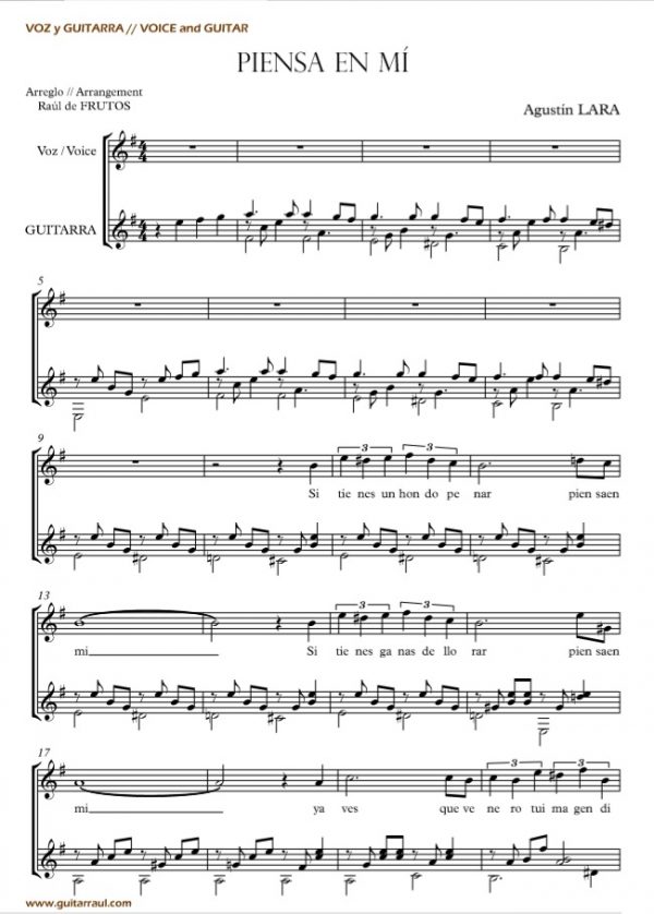 Piensa en mí (Bolero) Voz y Guitarra Guitarraul