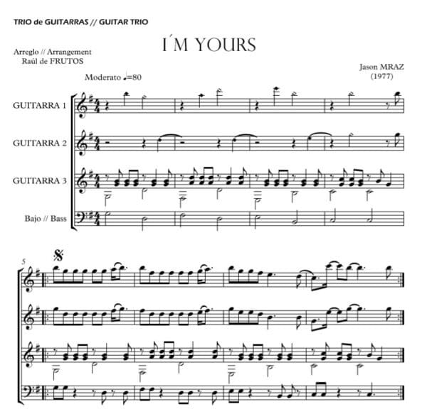 I'm yours (J. Mraz) Guitar Trio - Image 2