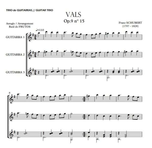 Valses Op. 9 (Trío de guitarras) SCHUBERT - Imagen 2