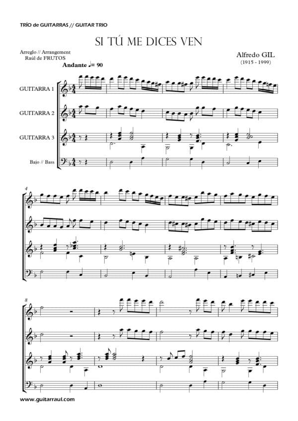 Si tú me dices ven (Bolero) - Guitar trio - Image 2