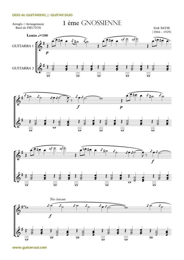 Gnossiennes (1, 2 ,3 y 4) - Satie - Dúo de guitarras - Imagen 2