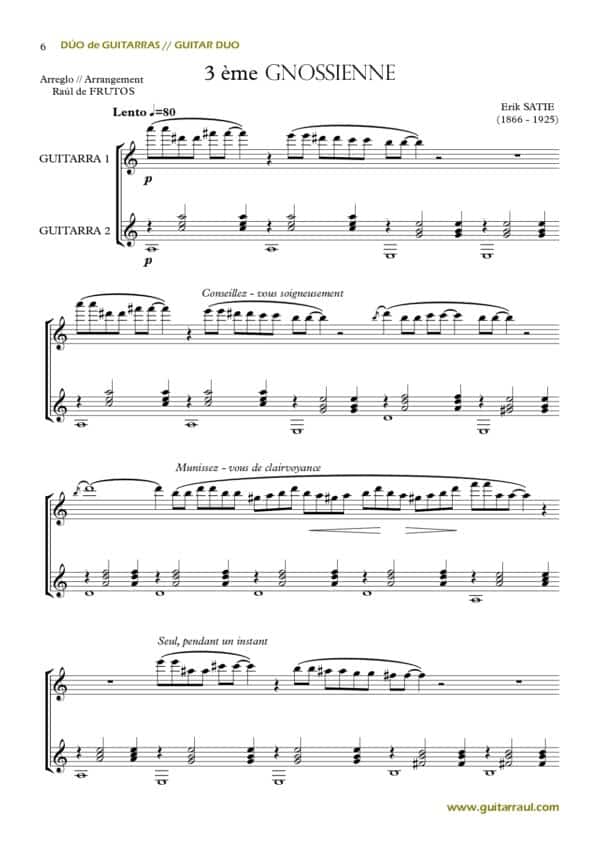 Gnossiennes (1, 2 ,3 y 4) - Satie - Dúo de guitarras - Imagen 4