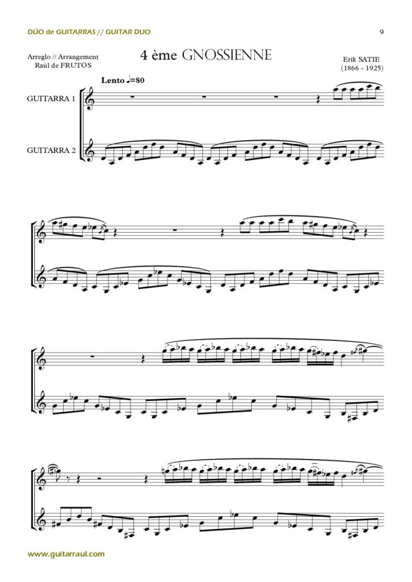 Gnossiennes (1, 2 ,3 y 4) - Satie - Dúo de guitarras - Imagen 5