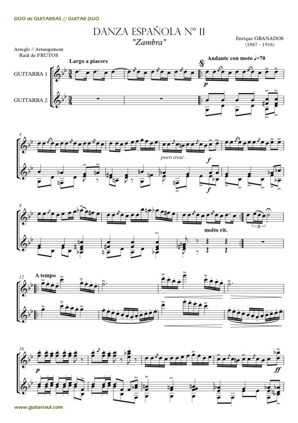 Spanish Dance nº 11 - E. Granados - Guitar Duo - Image 2